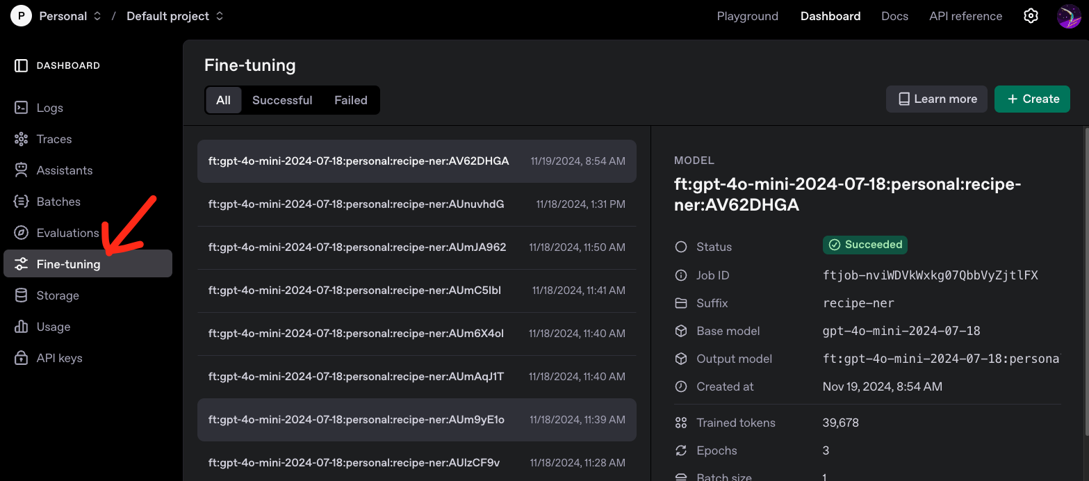 Finetune Dashboard